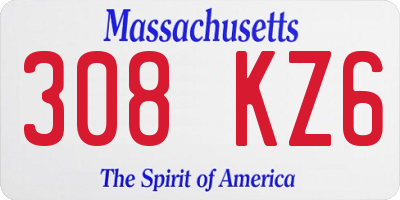 MA license plate 308KZ6
