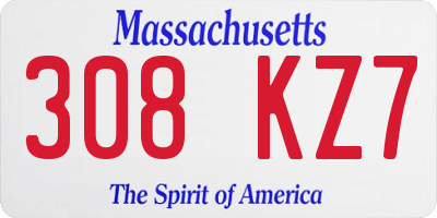 MA license plate 308KZ7