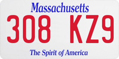 MA license plate 308KZ9