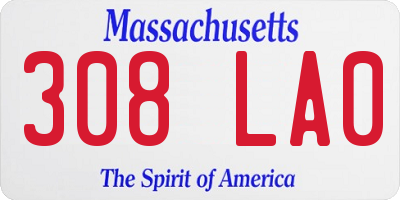 MA license plate 308LA0