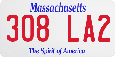 MA license plate 308LA2
