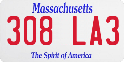 MA license plate 308LA3