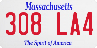MA license plate 308LA4