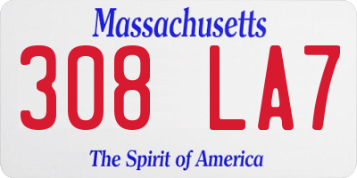 MA license plate 308LA7