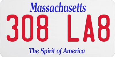 MA license plate 308LA8