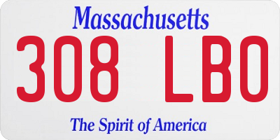 MA license plate 308LB0