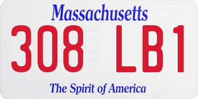 MA license plate 308LB1