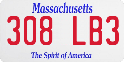 MA license plate 308LB3