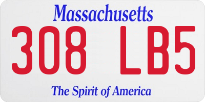 MA license plate 308LB5