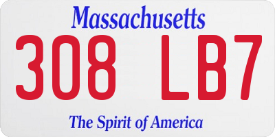 MA license plate 308LB7