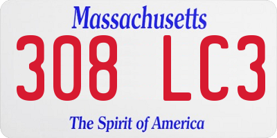 MA license plate 308LC3
