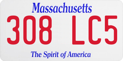 MA license plate 308LC5