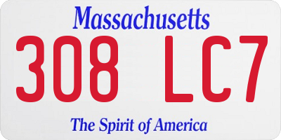 MA license plate 308LC7