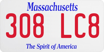 MA license plate 308LC8