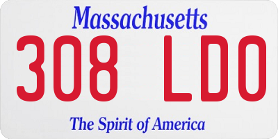MA license plate 308LD0
