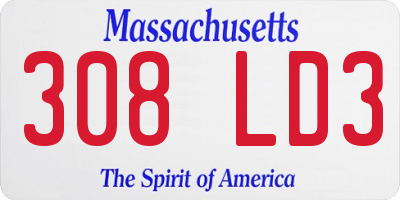 MA license plate 308LD3