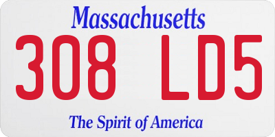 MA license plate 308LD5