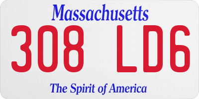 MA license plate 308LD6