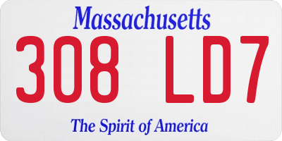 MA license plate 308LD7