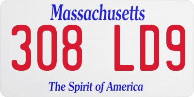 MA license plate 308LD9