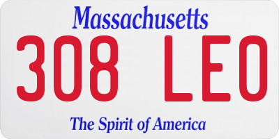 MA license plate 308LE0