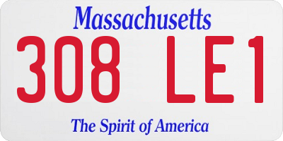MA license plate 308LE1