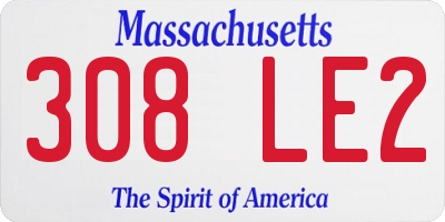 MA license plate 308LE2