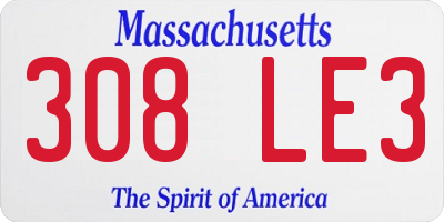 MA license plate 308LE3