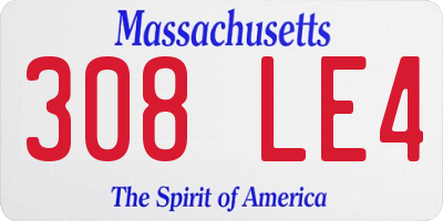 MA license plate 308LE4