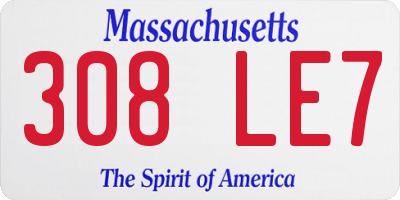 MA license plate 308LE7