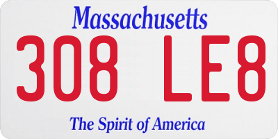 MA license plate 308LE8