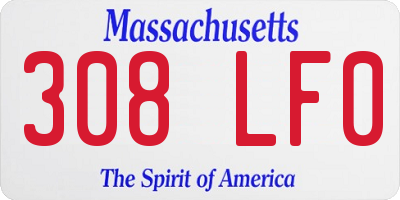 MA license plate 308LF0
