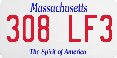 MA license plate 308LF3