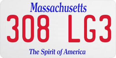 MA license plate 308LG3