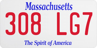MA license plate 308LG7