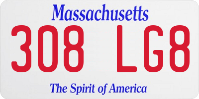 MA license plate 308LG8