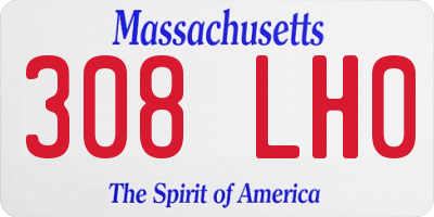 MA license plate 308LH0