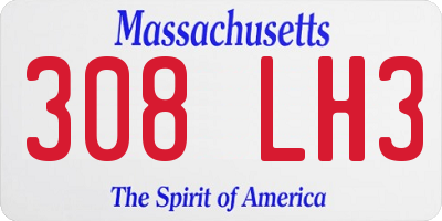 MA license plate 308LH3