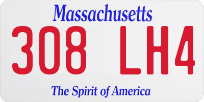 MA license plate 308LH4
