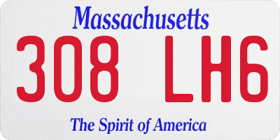 MA license plate 308LH6