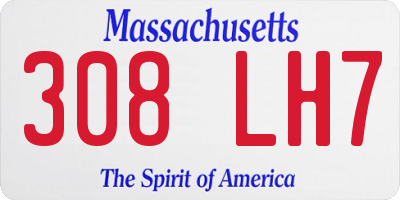 MA license plate 308LH7