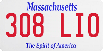 MA license plate 308LI0