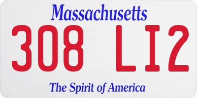 MA license plate 308LI2