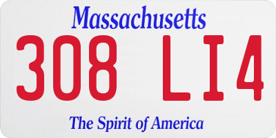 MA license plate 308LI4