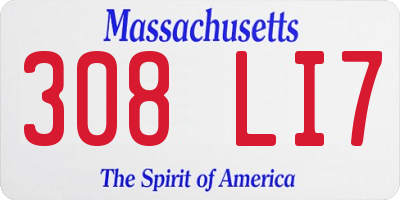 MA license plate 308LI7