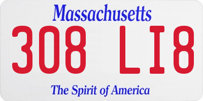 MA license plate 308LI8