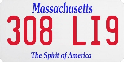 MA license plate 308LI9