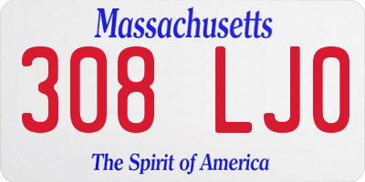 MA license plate 308LJ0