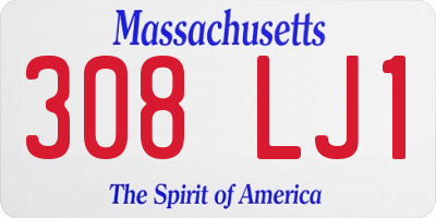 MA license plate 308LJ1