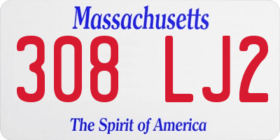 MA license plate 308LJ2